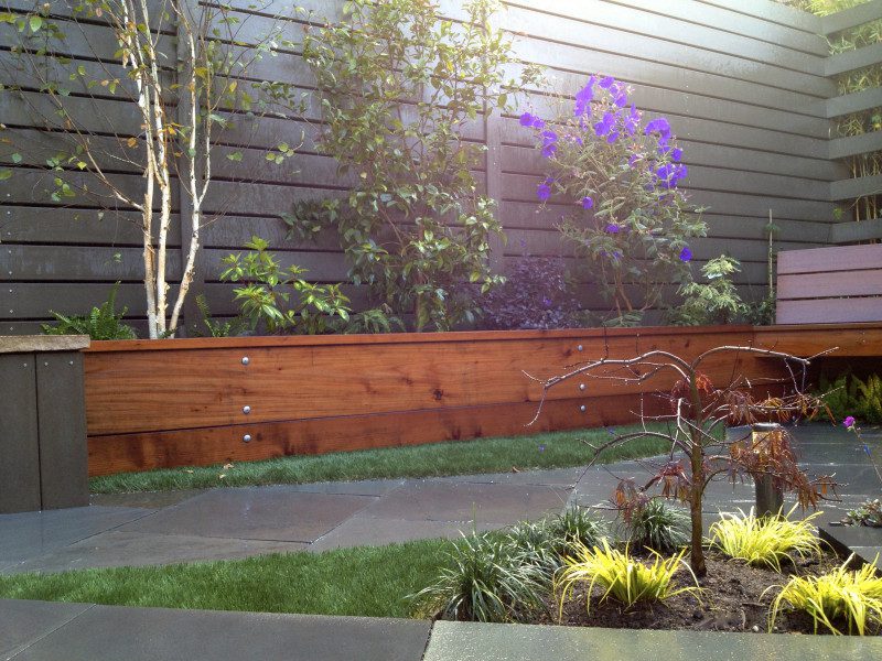 raised redwood planters